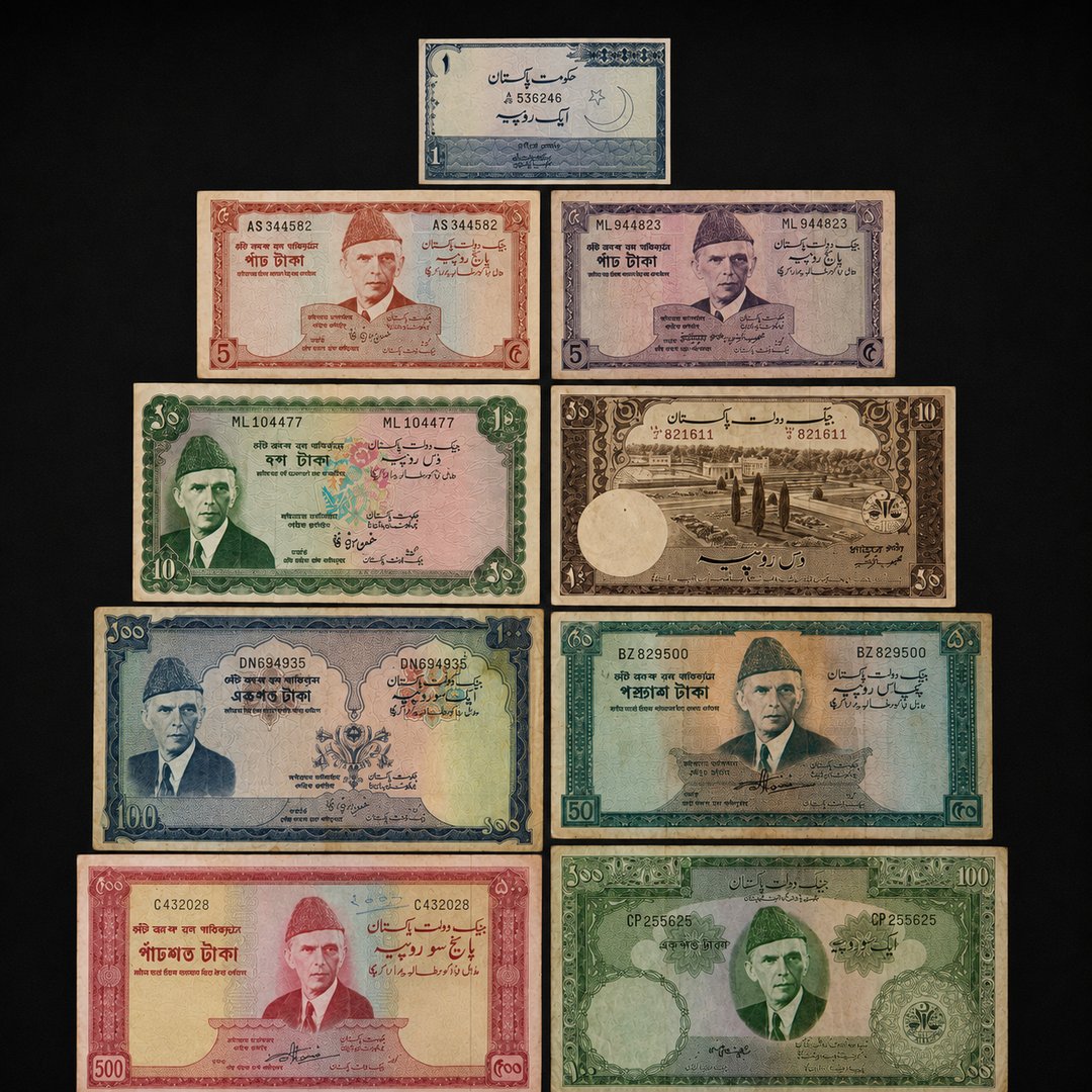Pakistani old banknotes collection